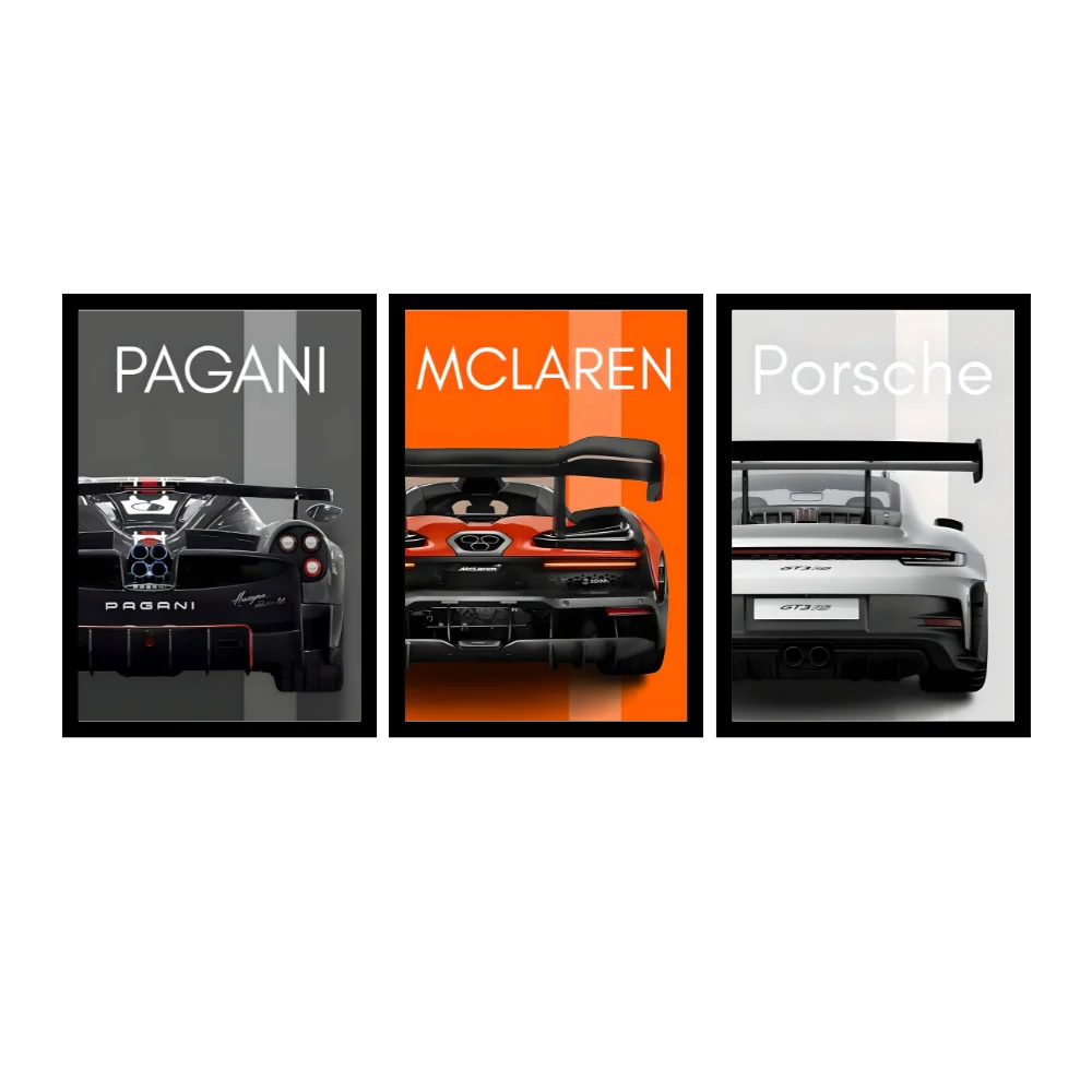 Djane Studio Luxury Cars Wall Frame Set | Premium Wall Art for Living Room, Bedroom, Office & Gaming Room | Pack of 3 | Size 15x10 Inch